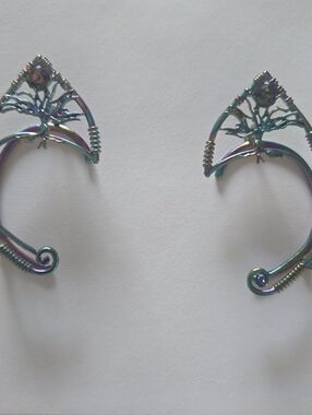 Iridescent Tree of Life Ear Cuffs - Pair